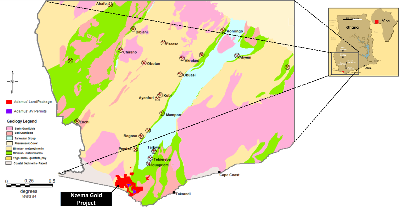SouthWest Ghana Geology Showing The Nzema Gold Project